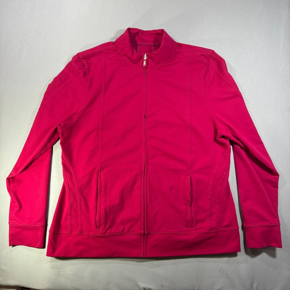 Lands End Womens Magenta Pink Full Zip Track Jacket Size L/P 14-16 Activewear